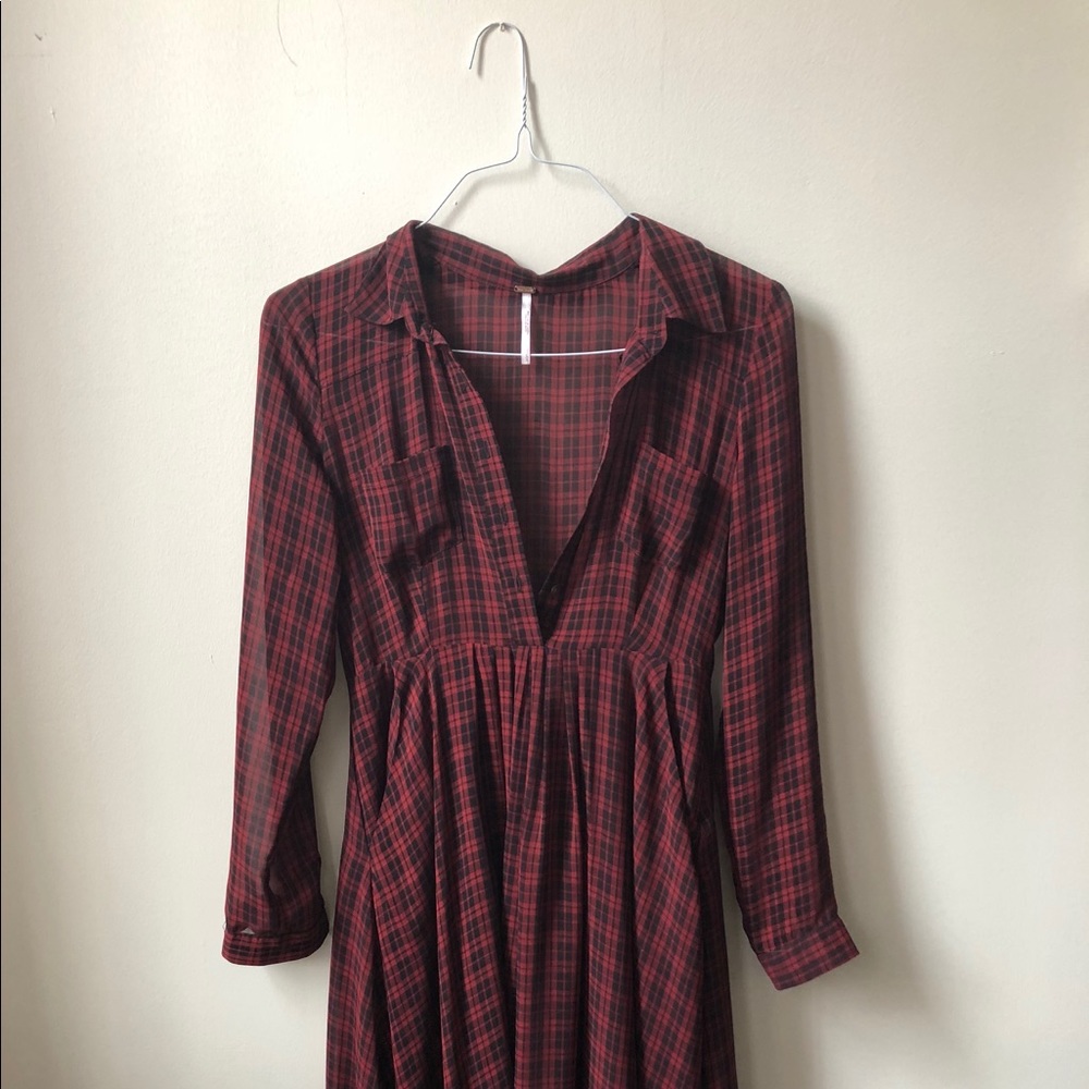 Awesome checkered Free People midi dress!